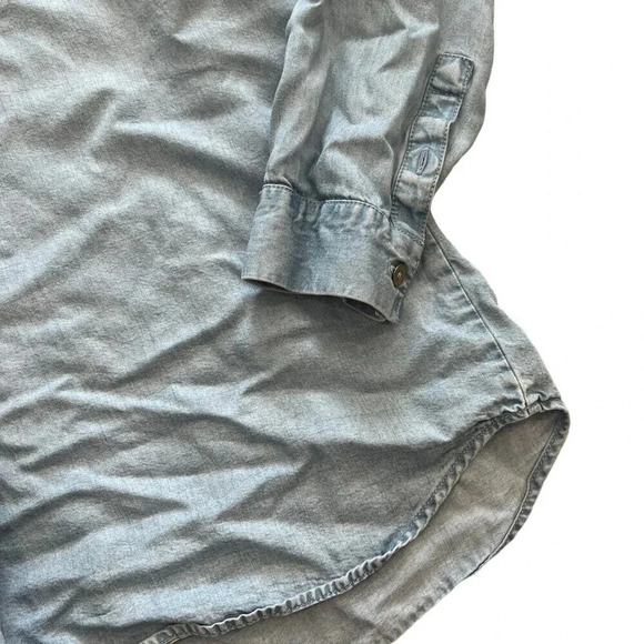 J. Jill Denim Blue Chambray Tencel Blouse MP - Picture 2 of 4